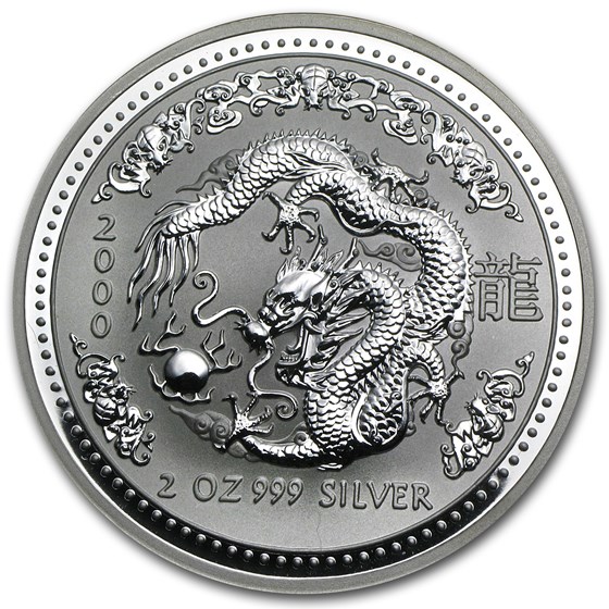2000 Australia 2 oz Silver Year of the Dragon BU 2000 Australia 2 oz Silver Year of the Dragon BU